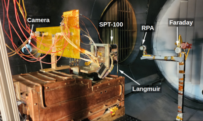 SPT-100 Hall thruster in a vacuum chamber